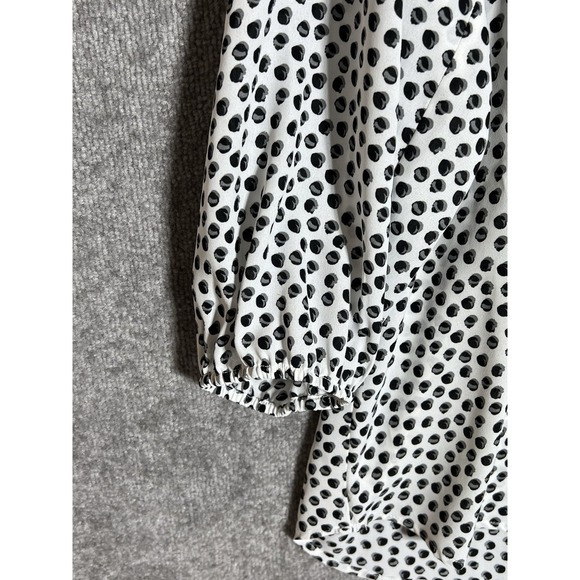 Adrianna Papell Blouse Top  Womens Sz 1X White Gray Black Geo Dot 3/4 Sleeve New - Picture 6 of 8